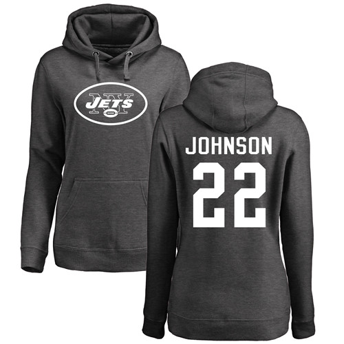 New York Jets Ash Women Trumaine Johnson One Color NFL Football #22 Pullover Hoodie Sweatshirts->nfl t-shirts->Sports Accessory